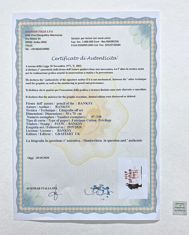 Banksy - Keep Britain Tidy 57/150 - číslovaná edice s certifikátem, 70x50cm