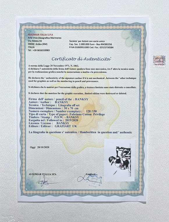Banksy - Slave Labour x/150 - číslovaná edice s certifikátem, 70x50cm