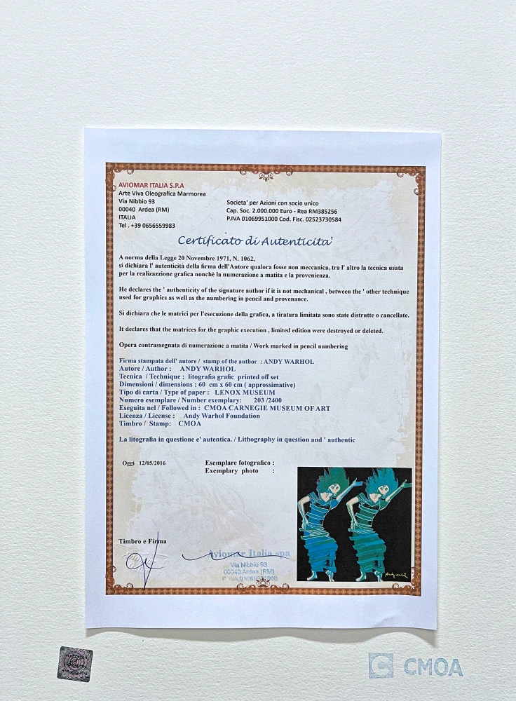 Andy Warhol - Martha Graham x/2400 - 60x60c, limitovaná edice CMOA s certifikátem