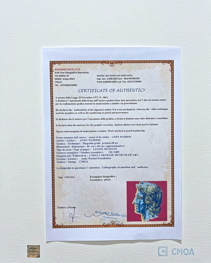 Andy Warhol - Alexander the Great tmavě fialový 226/2400 - 60x60, limitovaná edice CMOA s certifikátem