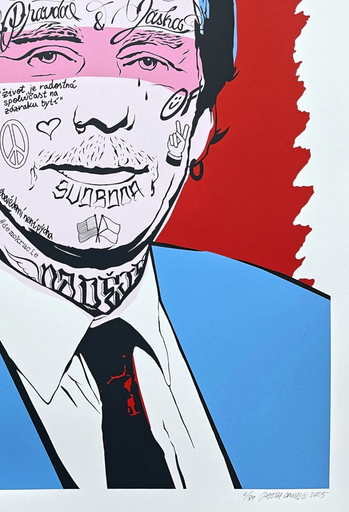 Pasta Oner - AKCE - SADA - 2x serigrafie - Václav Havel + Tomáš Garrigue Masaryk - 2 kusy originálních serigrafií, signováno, limitované edice, 50x70cm