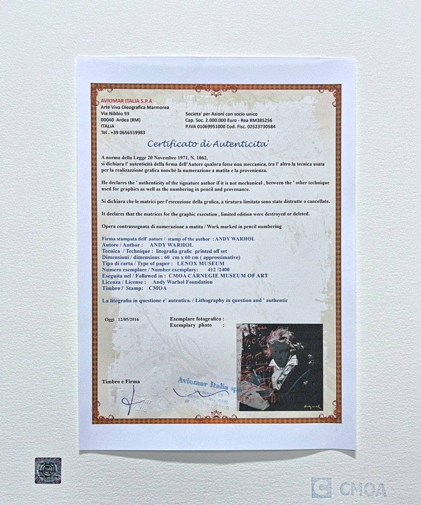 Andy Warhol - Beethoven černý x/2400 - 60x60cm, limitovaná edice CMOA s certifikátem