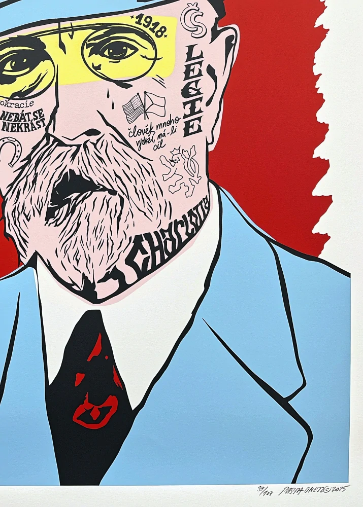 Pasta Oner - AKCE - SADA - 2x serigrafie - Václav Havel + Tomáš Garrigue Masaryk - 2 kusy originálních serigrafií, signováno, limitované edice, 50x70cm