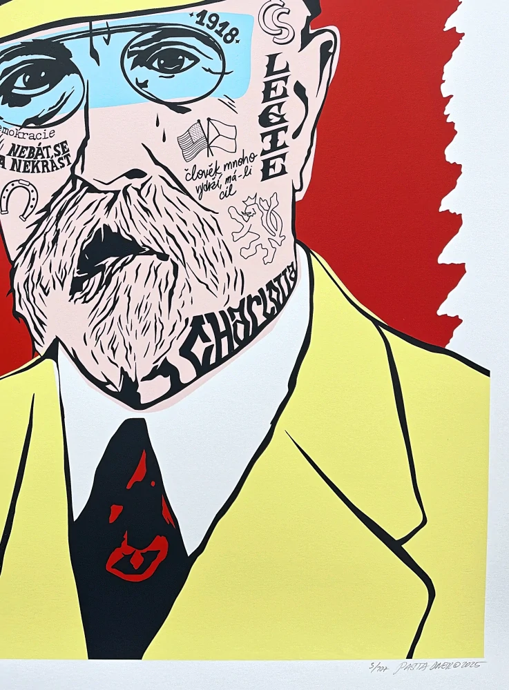 Pasta Oner - AKCE - SADA - 2x serigrafie - Tomáš Garrigue Masaryk žlutá i modrá barva - 2 kusy originálních serigrafií, signováno, limitované edice, 50x70cm