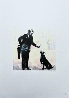 Banksy - Man with dog 35/150 - číslovaná edice s certifikátem, 50x70cm