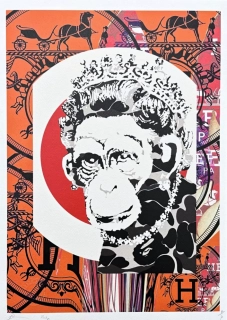 Death NYC -  Banksy Monkey Queen - limitovaná edice s certifikátem, 32x45cm