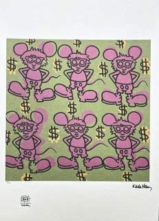 Keith Haring - Andy Mouse 44/150 - signováno, limitovaná edice s certifikátem, 50x70 cm