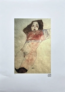 Egon Schiele - Nude with red Blouse 81/200 - limitovaná edice, s certifikátem, 50x70 cm