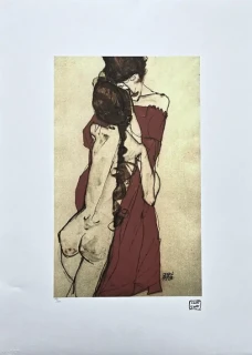 Egon Schiele - Mother and Daughter x/200 - limitovaná edice, s certifikátem, 50x70 cm