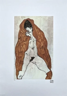 Egon Schiele - Nude of Face 112/200 - limitovaná edice, s certifikátem, 50x70 cm