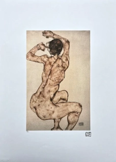Egon Schiele - The Crouching down 56/200 - limitovaná edice, s certifikátem, 50x70 cm
