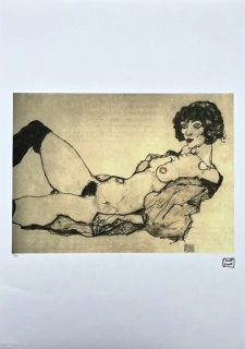 Egon Schiele - Act in black shirt 71/200 - limitovaná edice, s certifikátem, 50x70 cm