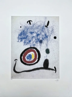 Joan Miró - Blue Splash 46/150 - limitovaná edice s certifikátem, signováno, 56x76cm