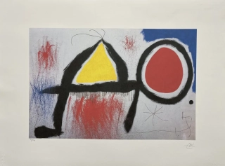 Joan Miró - Personage in front of the Sun 53/150 - limitovaná edice s certifikátem, signováno, 76x56cm