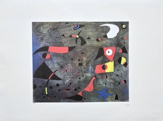 Joan Miró - Femme et Oiseaux 75/150 - limitovaná edice s certifikátem, signováno, 76x56cm