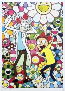 Death NYC - Rick a Morty, Murakami - limitovaná edice s certifikátem, 32x45cm