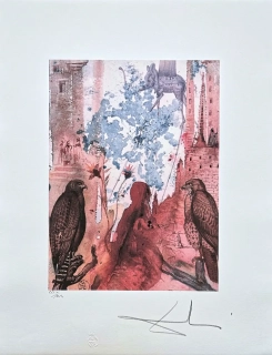 Salvador Dalí - Two of the Hawk and Elephant Figure - signováno, limitovaná edice, 50x66cm