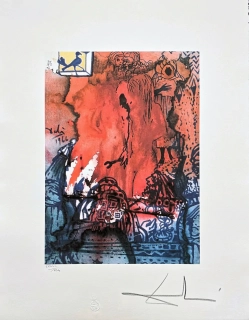 Salvador Dalí - Untitled red abstraction - signováno, limitovaná edice, 50x66cm