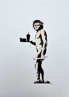 Banksy - Fast Food Neanderthal x/150 - číslovaná edice s certifikátem, 50x70cm