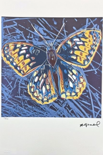 Andy Warhol - Butterfly modrý x/100 - edice Leo Castelli s certifikátem