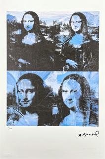 Andy Warhol - 4x Mona Lisa černo-modrá 50/100 - edice Leo Castelli s certifikátem