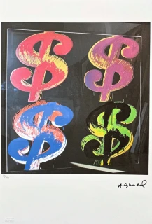 Andy Warhol - 4x Dollar Sign x/100 - edice Leo Castelli s certifikátem