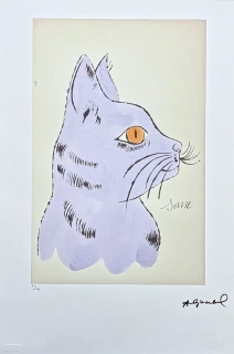 Andy Warhol - Cat Sam modro-béžový x/100 - edice Leo Castelli s certifikátem