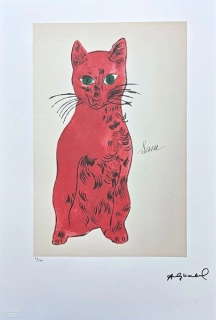 Andy Warhol - Cat Sam červený 63/100 - edice Leo Castelli s certifikátem
