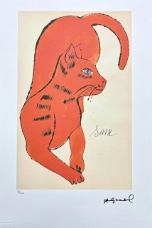 Andy Warhol - Cat Sam oranžový x/100 - edice Leo Castelli s certifikátem