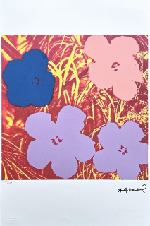Andy Warhol - Flowers modro-růžové 30/100 - edice Leo Castelli s certifikátem