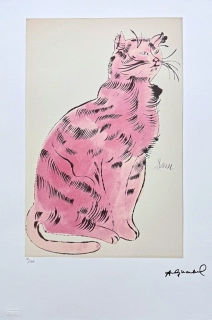 Andy Warhol - Cat Sam růžový 81/100 - edice Leo Castelli s certifikátem