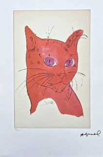 Andy Warhol - Cat Sam hlava oranžový x/100 - edice Leo Castelli s certifikátem