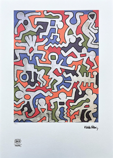 Keith Haring - Dance People 69/150 - signováno, limitovaná edice s certifikátem, 50x70 cm