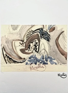 František Kupka - Beige composition 95/350 - František Kupka - limitovaná edice s certifikátem, 50x70cm