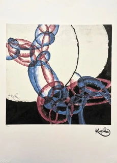 František Kupka - Abstrakce s červenou a modrou II x/350 - limitovaná edice s certifikátem, 50x70cm