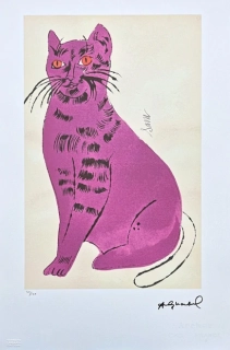 Andy Warhol - Cat Sam tmavě růžový 30/100 - edice Leo Castelli s certifikátem