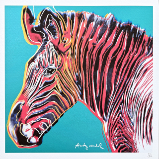 Andy Warhol - Grevys Zebra modrá 211/500 - signováno, 50x50cm, limitovaná edice CMOA s certifikátem