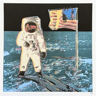 Andy Warhol - Moonwalk světle modrý x/500 - signováno, 50x50cm, limitovaná edice CMOA s certifikátem