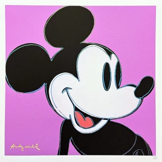 Andy Warhol - Mickey Mouse fialový x/500 - signováno, 50x50cm, limitovaná edice CMOA s certifikátem