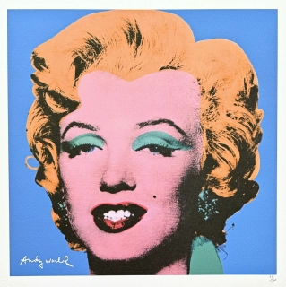 Andy Warhol - Marilyn Monroe světle modrá x/500 - signováno, 50x50cm, limitovaná edice CMOA s certifikátem