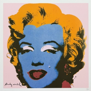 Andy Warhol - Marilyn Monroe modro-žlutá x/500 - signováno, 50x50cm, limitovaná edice CMOA s certifikátem