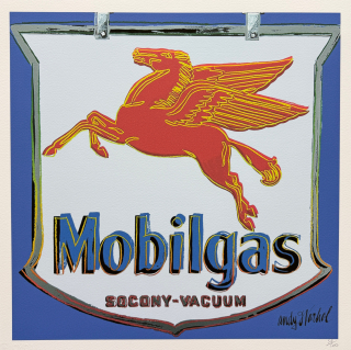 Andy Warhol - Mobilgas modrý 56/500 - signováno, 50x50cm, limitovaná edice CMOA s certifikátem