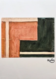 František Kupka - Abstrakce v oranžové a šedé x/350 - limitovaná edice s certifikátem, 50x70cm