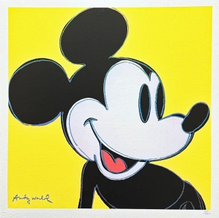 Andy Warhol - Mickey Mouse žlutý x/500 - signováno, 50x50cm, limitovaná edice CMOA s certifikátem x/500