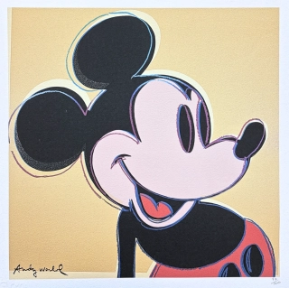 Andy Warhol - Mickey Mouse hnědo-zlatý x/500 - signováno, 50x50cm, limitovaná edice CMOA s certifikátem