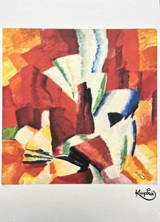 František Kupka - Studie na červeném pozadí 62/350 - limitovaná edice s certifikátem, 50x70cm
