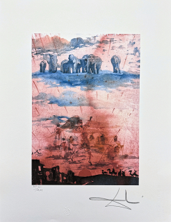 Salvador Dalí - Les Elephants sur Nuages - signováno, limitovaná edice, 50x66cm