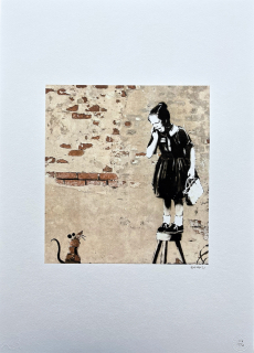 Banksy - Girl with mouse 116/150 - číslovaná edice s certifikátem, 50x70cm