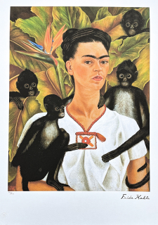 Frida Kahlo - Self Portrait with monkeys 103/250 - limitovaná edice s certifikací, 50x70cm