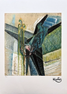 František Kupka - Abstract composition green and blue 19/350 - limitovaná edice s certifikátem, 50x70cm